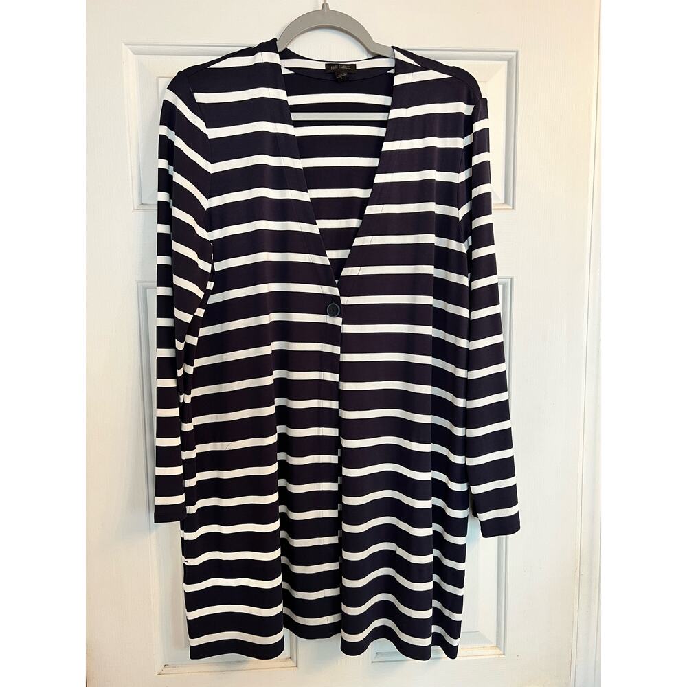 J. Jill knit Navy Blue white stripe two front pockets - size Large